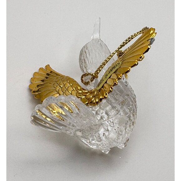 Vintage Hummingbird Christmas Tree Ornament Clear Plastic Bird Gold Tone Wings - Picture 8 of 9